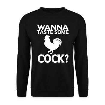 Lustiges Sprüche Cock Geschenk - Unisex Pullover - Schwarz - Vorne - Alina (178cm) & Michal (187cm)