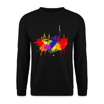 Hamburg Skyline Colorful Colors Painting Art Pearl - Unisex Sweatshirt - black - Front - Alina (178cm) & Michal (187cm)