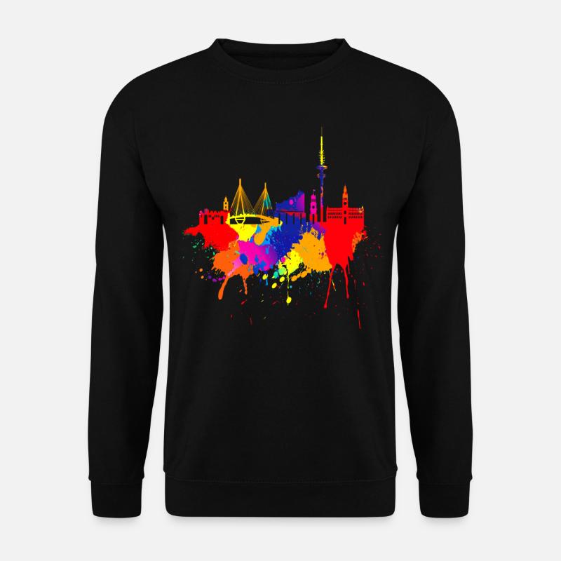 Hamburg Skyline Bunte Farben Malerei Kunst Perle - Unisex Pullover - Schwarz