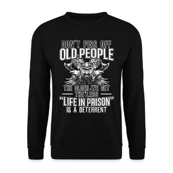Ne pas faire chier les personnes âgées, plus nous vieillissons - Sweat-shirt Unisexe - noir - Devant - Alina (178cm) & Michal (187cm)