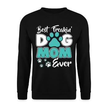 Dog Mom - Hunde Mama - Freakin Dog Mom - Unisex Pullover - Schwarz - Vorne - Alina (178cm) & Michal (187cm)
