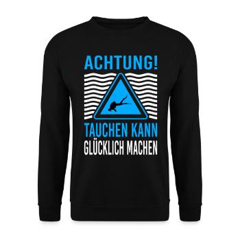Taucher Tauchen Kann Glücklich Machen Geschenkidee - Unisex Pullover - Schwarz - Vorne - Alina (178cm) & Michal (187cm)