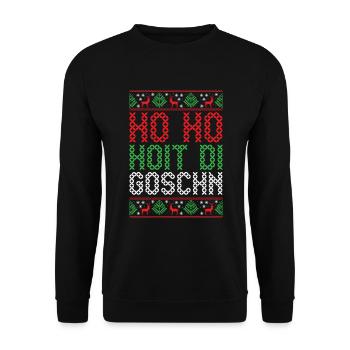 Weihnachten bayrische Geschenkidee - Unisex Pullover - Schwarz - Vorne - Alina (178cm) & Michal (187cm)