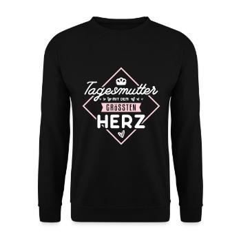Tagesmutter Design für eine Tagesmutter - Unisex Pullover - Schwarz - Vorne - Alina (178cm) & Michal (187cm)