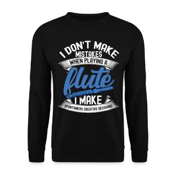 Flutist Perfect Flute Aerophone Gift Flute - Unisex Sweatshirt - black - Front - Alina (178cm) & Michal (187cm)