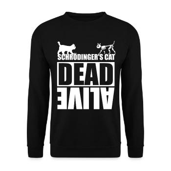 Schrödinger Katze tot oder lebendig - Unisex Pullover - Schwarz - Vorne - Alina (178cm) & Michal (187cm)