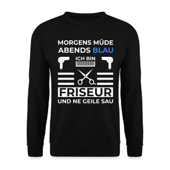Friseur Frisör Friseurin Hairstylist Lustig Spruch - Unisex Pullover - Schwarz - Vorne - Alina (178cm) & Michal (187cm)