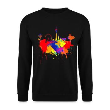 Las Vegas Skyline Nevada Bunte Farben Kunst Poker - Unisex Pullover - Schwarz - Vorne - Alina (178cm) & Michal (187cm)