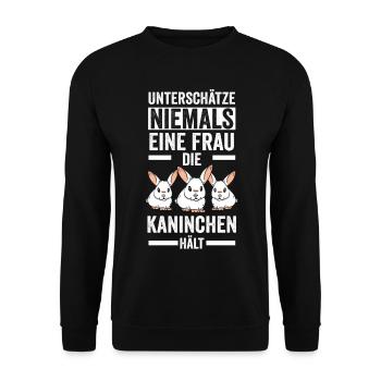 Hase Kaninchen Zwergkaninchen Häschen Geschenk - Unisex Pullover - Schwarz - Vorne - Alina (178cm) & Michal (187cm)