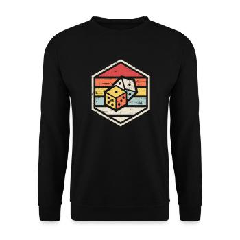 Retro Badge Dice - Unisex Sweatshirt - black - Front - Alina (178cm) & Michal (187cm)