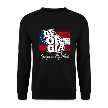 Georgien auf meinem Kopf - Slogan von GA - Unisex Pullover - Schwarz - Vorne - Alina (178cm) & Michal (187cm)