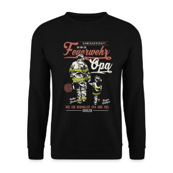 Feuerwehr Opa Spruch Feuerwehrmann Geschenk - Unisex Pullover - Schwarz - Vorne - Alina (178cm) & Michal (187cm)