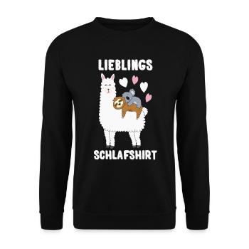 Lieblings Schlafshirt - Frauen Pyjama Alpaka - Unisex Pullover - Schwarz - Vorne - Alina (178cm) & Michal (187cm)