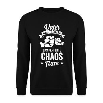 Vater und Tochter das perfekte Chaos Team - Unisex Pullover - Schwarz - Vorne - Alina (178cm) & Michal (187cm)