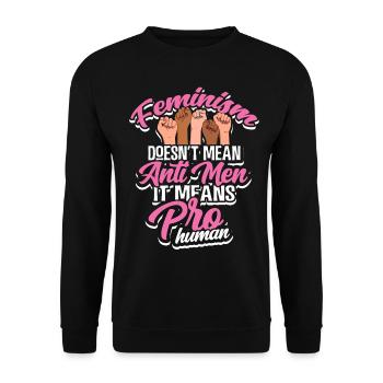 Feministin - Unisex Pullover - Schwarz - Vorne - Alina (178cm) & Michal (187cm)