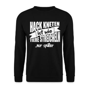 Hack Kneten ist wie Tiere streicheln - Unisex Pullover - Schwarz - Vorne - Alina (178cm) & Michal (187cm)