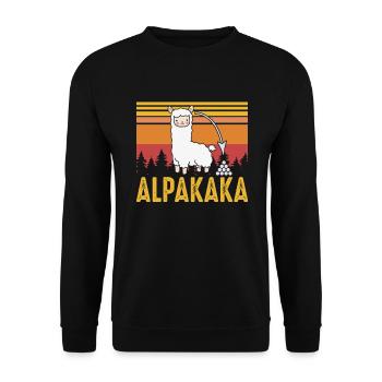 Lustiges Alpaka Alpakaka Geschenkidee - Unisex Pullover - Schwarz - Vorne - Alina (178cm) & Michal (187cm)