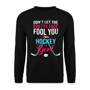 Casque de rondelle de vitesse de bâton de joueur de hockey sur glace de fille - Sweat-shirt Unisexe - noir - Devant - Alina (178cm) & Michal (187cm)