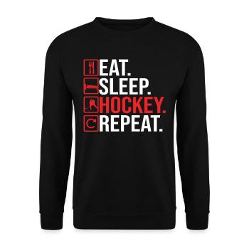 Eat Sleep Hockey Repeat Player Goalkeeper Ice Hock - Unisex Sweatshirt - black - Front - Alina (178cm) & Michal (187cm)