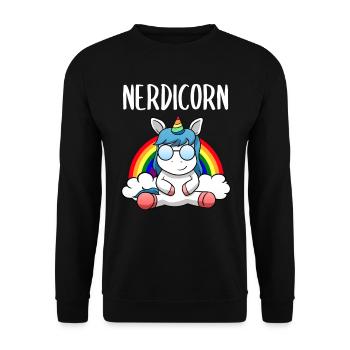 Nerdicorn Girls Nerd Licorne Nerd Femmes - Sweat-shirt Unisexe - noir - Devant - Alina (178cm) & Michal (187cm)