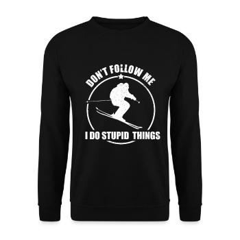 Don't Follow Me Skiing Winter Sport Downhill Ski F - Unisex Pullover - Schwarz - Vorne - Alina (178cm) & Michal (187cm)