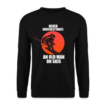 An Old Man On Skis Winter Skiing Downhill Ski Gran - Unisex Pullover - Schwarz - Vorne - Alina (178cm) & Michal (187cm)