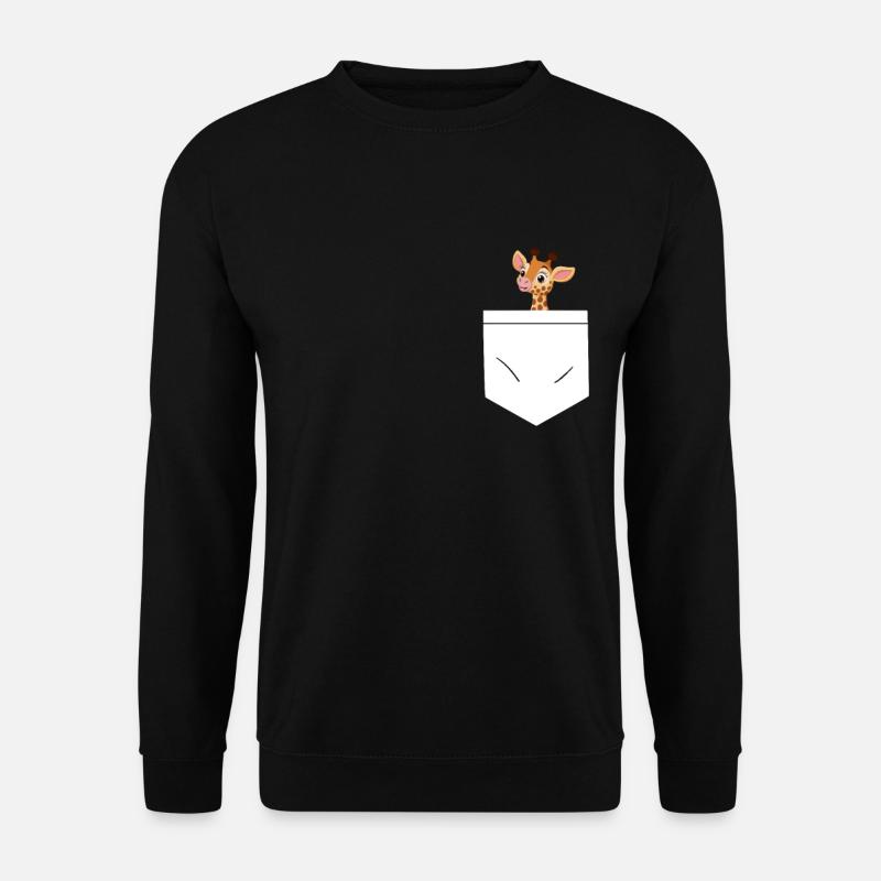 Giraffe in der Tasche - Giraffen Geschenk - Unisex Pullover - Schwarz
