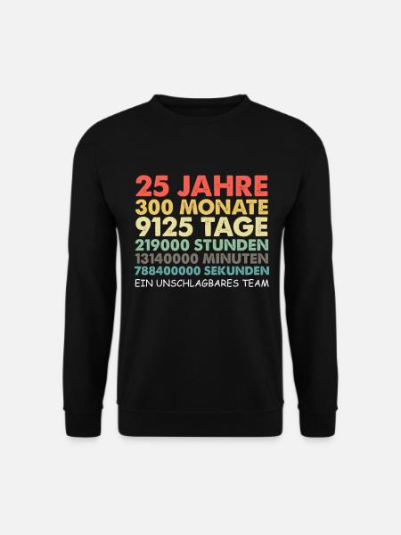 Silberhochzeit Geschenk 25 Jahre Hochzeitstag - Unisex Pullover - Schwarz