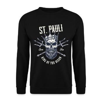 Sankt Pauli Seemann | St. Pauli Geschenk Paulianer - Unisex Pullover - Schwarz - Vorne - Alina (178cm) & Michal (187cm)