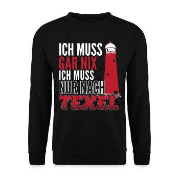 Holland Insel Texel Leuchtturm Geschenk - Unisex Pullover - Schwarz - Vorne - Alina (178cm) & Michal (187cm)