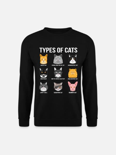 Types Of Cats Funny Cat Lover - Unisex Pullover - Schwarz
