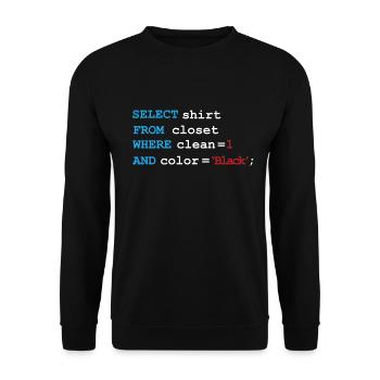 Developer Devops morning routine SQL Select - Unisex Sweatshirt - black - Front - Alina (178cm) & Michal (187cm)