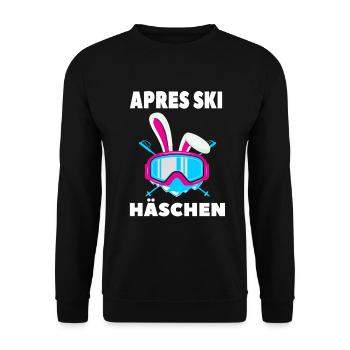 Apres Ski Häschen Skihase Geschenk - Unisex Pullover - Schwarz - Vorne - Alina (178cm) & Michal (187cm)
