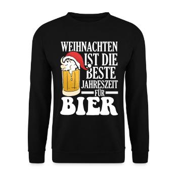 Weinachten Bier Weihnachtsmann Lustige Sprüche - Unisex Pullover - Schwarz - Vorne - Alina (178cm) & Michal (187cm)