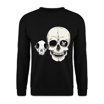 Halloween Bone Skull Cat Human Mouse - Unisex Sweatshirt - black - Front - Alina (178cm) & Michal (187cm)