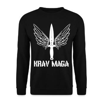 Krav Maga Messer mit Flügeln - Unisex Pullover - Schwarz - Vorne - Alina (178cm) & Michal (187cm)