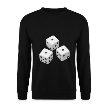 Realistische Würfel Geschenkidee - Unisex Pullover - Schwarz - Vorne - Alina (178cm) & Michal (187cm)