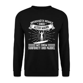 Surfer SUP Männer Sprüche Geschenk - Unisex Pullover - Schwarz - Vorne - Alina (178cm) & Michal (187cm)