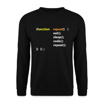 Code Eat Sleep Repeat Hacker IT Cadeau - Sweat-shirt Unisexe - noir - Devant - Alina (178cm) & Michal (187cm)