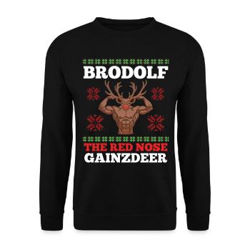 Weihnachten Brodolf The Red Nose Gainzdeer Lustige - Unisex Pullover - Schwarz - Vorne - Alina (178cm) & Michal (187cm)