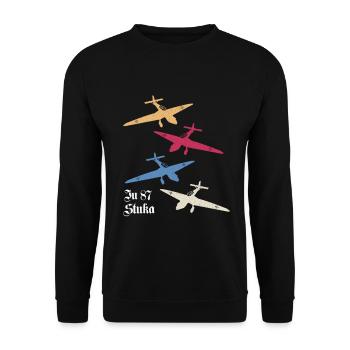 JU-87 STUKA deutsche Luftwaffe Pilot - Unisex Pullover - Schwarz - Vorne - Alina (178cm) & Michal (187cm)