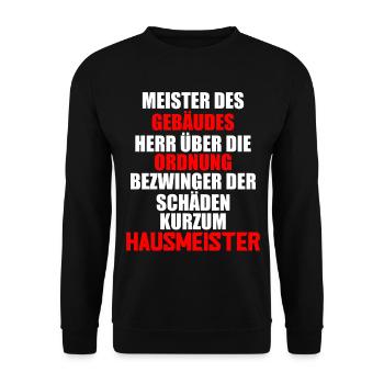 Hausmeister Geschenkidee - Unisex Pullover - Schwarz - Vorne - Alina (178cm) & Michal (187cm)