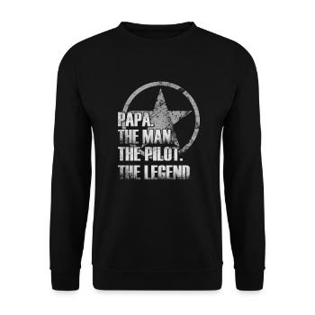 Papa The Man The Pilot The Legend Father Pilot - Unisex Sweatshirt - black - Front - Alina (178cm) & Michal (187cm)