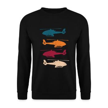 120 Hubschrauber Helikopter Rettungshubschrauber - Unisex Pullover - Schwarz - Vorne - Alina (178cm) & Michal (187cm)