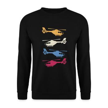 135 Hubschrauber Helikopter Rettungshubschrauber - Unisex Pullover - Schwarz - Vorne - Alina (178cm) & Michal (187cm)