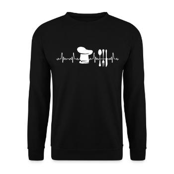 Cooking Heartbeat Culinary Kitchen Guru Chef Hat C - Sweat-shirt Unisexe - noir - Devant - Alina (178cm) & Michal (187cm)