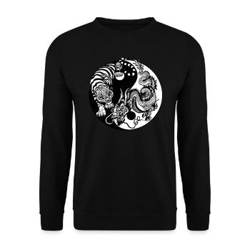 Yin Yang Tiger Drache Kung Fu Kampfsport - Unisex Pullover - Schwarz - Vorne - Alina (178cm) & Michal (187cm)