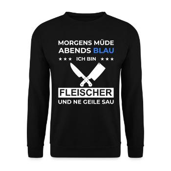 Schlachter Fleischer Metzger Schlachthaus Geschenk - Unisex Pullover - Schwarz - Vorne - Alina (178cm) & Michal (187cm)