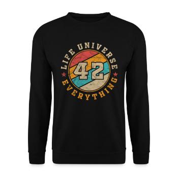 Antwort 42 auf alles im Universum Geschenk - Unisex Pullover - Schwarz - Vorne - Alina (178cm) & Michal (187cm)