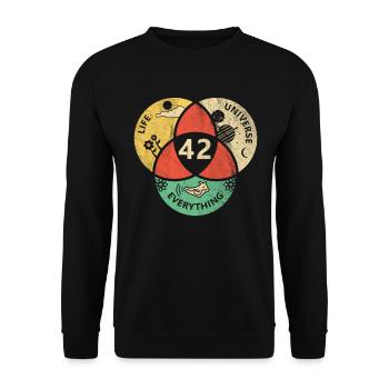 42 Antwort Galaxy Universum Geschenk - Unisex Pullover - Schwarz - Vorne - Alina (178cm) & Michal (187cm)